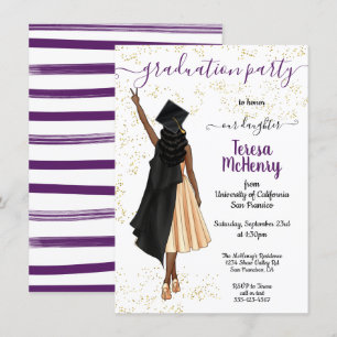 Personalised African American Girl Graduation Invi Invitation