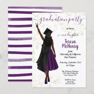 Personalised African American Girl Graduation Invitation