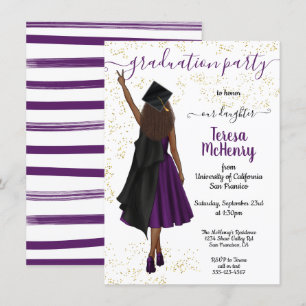 Personalised African American Girl Graduation Invitation