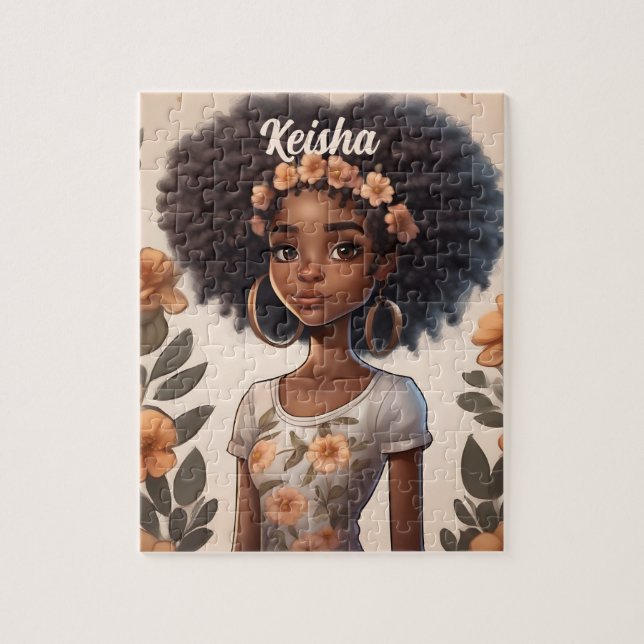 Personalised African American Girl Jigsaw Puzzle (Vertical)