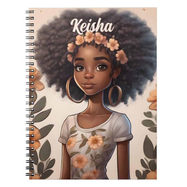 Personalised African American Girl Notebook (Front)