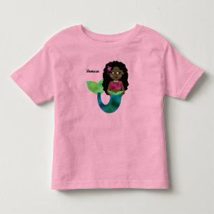 Personalised African American Mermaid Faux Foil Toddler T-Shirt