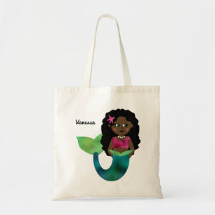 Personalised African American Mermaid Faux Foil Tote Bag