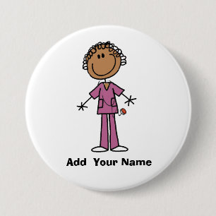 Personalised African American Nurse  Button