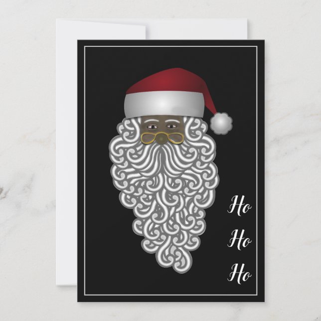 Personalised African American Santa Christmas Holiday Card (Front)