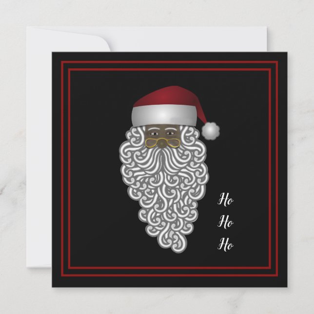 Personalised African American Santa Christmas Holiday Card (Front)