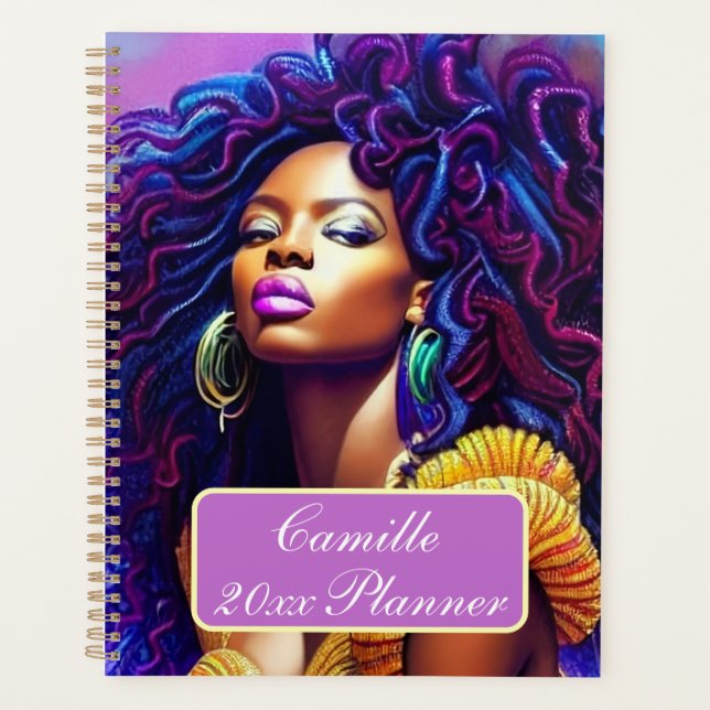 Personalised African American Woman Planner  (Front)