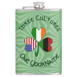 Personalised African Diaspora Shamrock Hip Flask