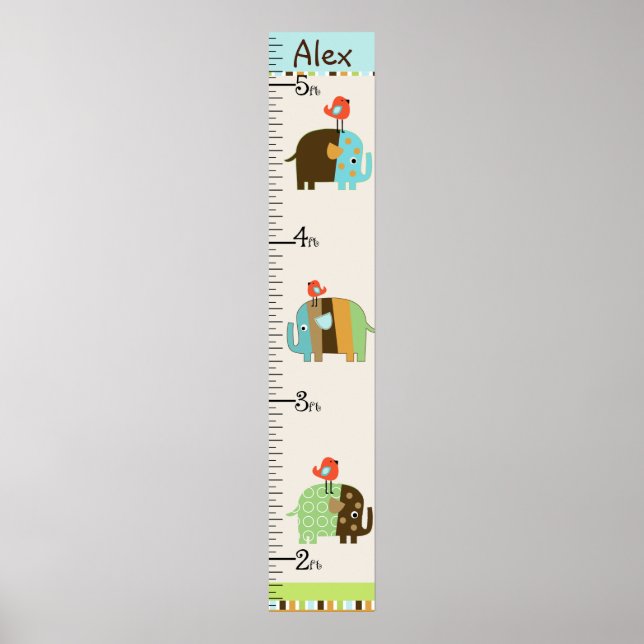 Personalised African Elephants Growth Chart (Front)