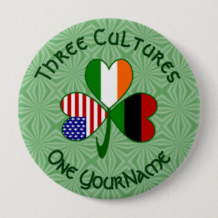 Personalised African Irish American Shamrock 10 Cm Round Badge