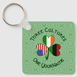 Personalised African Irish American Shamrock Key Ring