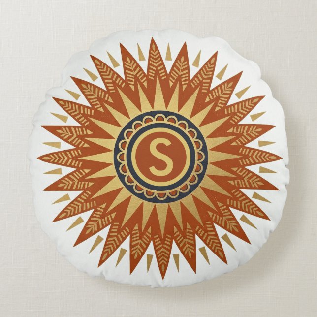 Personalised Afrohemian Geometric Round Pillow (Front)