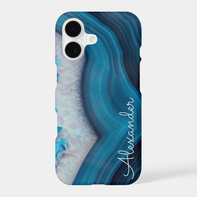 Personalised Agate Handwritten Name Trendy Modern iPhone Case (Back)