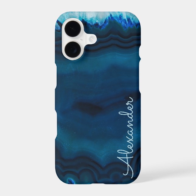 Personalised Agate Handwritten Name Trendy Modern iPhone Case (Back)