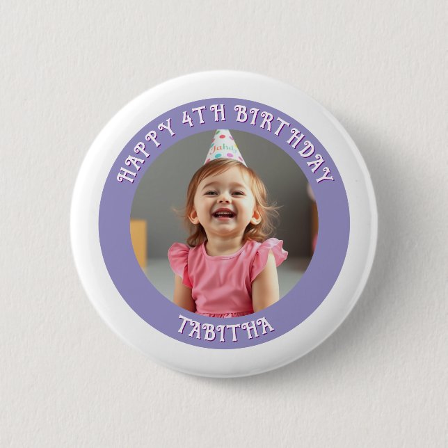 Personalised Age, Name and Photo Birthday  6 Cm Round Badge (Front)
