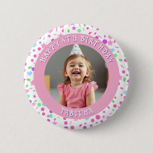 Personalised Age, Name and Photo Birthday  6 Cm Round Badge