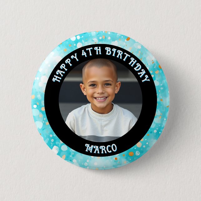 Personalised Age, Name and Photo Birthday  6 Cm Round Badge (Front)