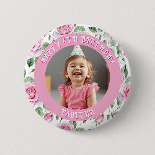 Personalised Age, Name and Photo Birthday  6 Cm Round Badge