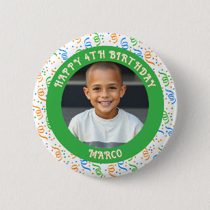 Personalised Age, Name and Photo Birthday Button