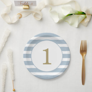 Personalised Age Stripes Baby Boy Birthday Paper Plate