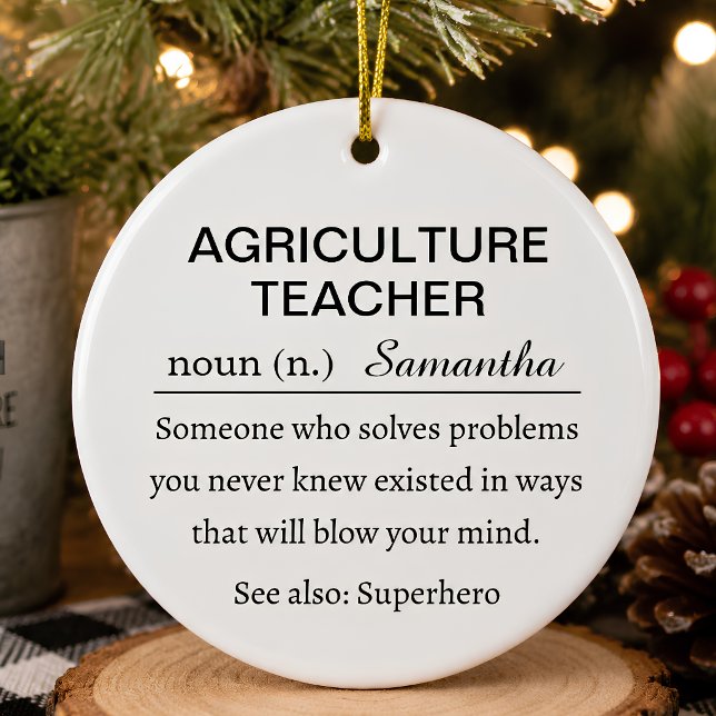 Personalised Agriculture Teacher Definition Ceramic Tree Decoration (Creator Uploaded)