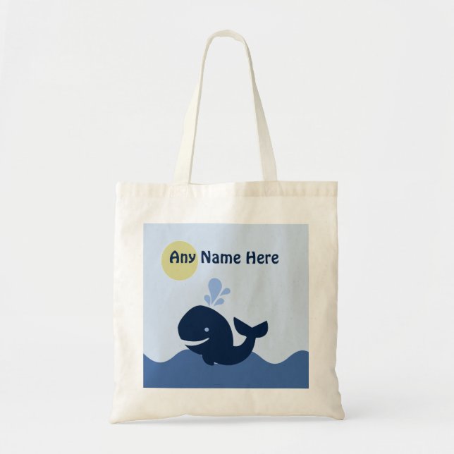 Personalised Ahoy Mate/Whale/Sailboat Tote Bag (Front)