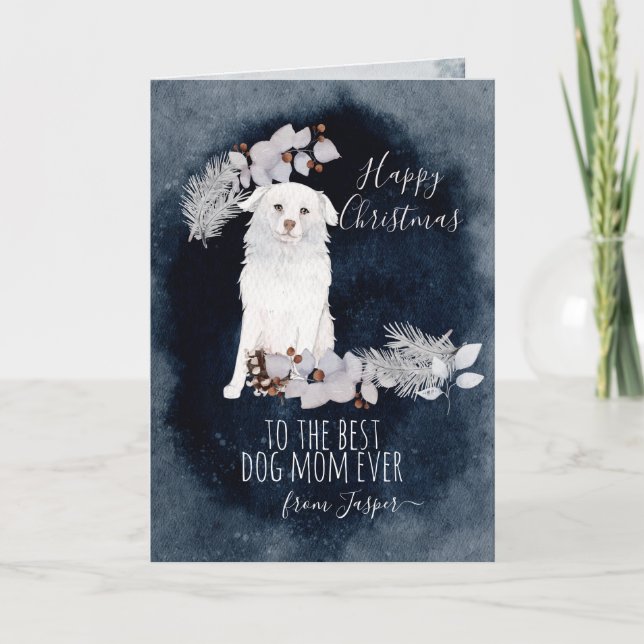 Personalised Aidi White Fluffy Dog  Holiday Card (Front)