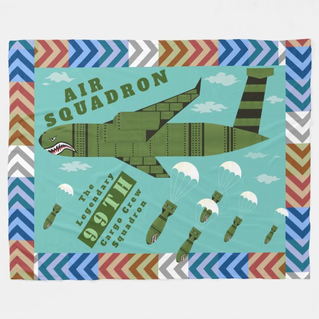Personalised Air Squadron Fleece Blanket (Front (Horizontal))