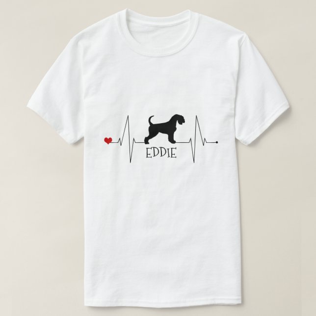 Personalised Airedale Love My Dog Heart Beat T-Shirt (Design Front)