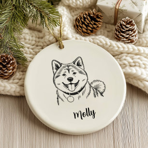 Personalised Akita Dog Christmas Ceramic Tree Decoration