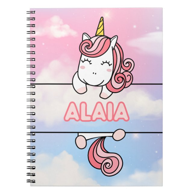 Personalised Alaia Unicorn Girlie Notebook (Front)