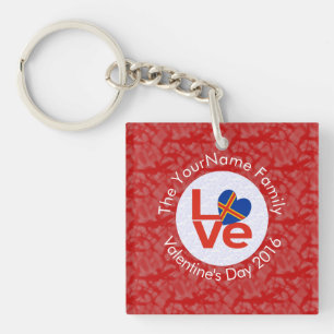 Personalised Åland Islands Red LOVE Flag Key Ring