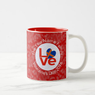 Personalised Åland Islands Red LOVE Flag Two-Tone Coffee Mug