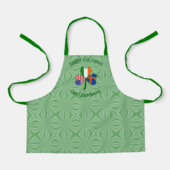 Personalised Åland Islands Shamrock Print Apron (Front)