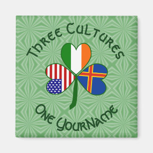 Personalised Åland Islands Shamrock Square  Magnet