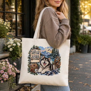 Personalised Alaskan Malamute Winter Adventure Dog Tote Bag