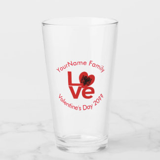 Personalised Albanian Red LOVE Flag Glass