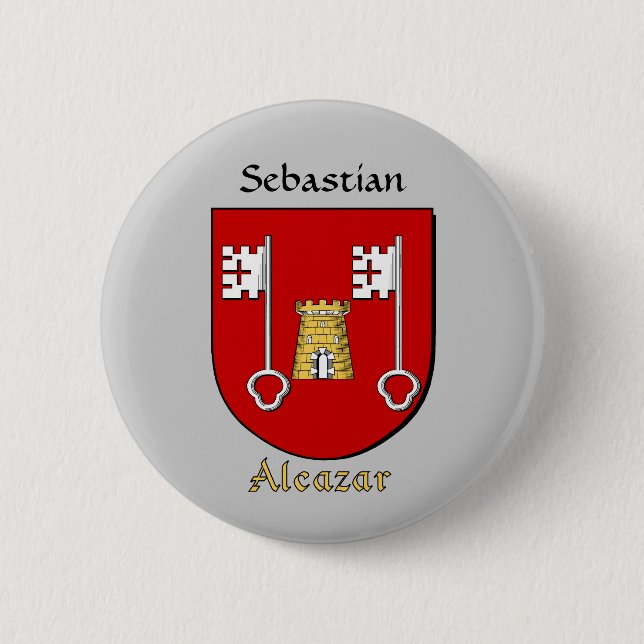 Personalised Alcazar Historical Shield 6 Cm Round Badge (Front)