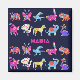Personalised Alebrije Mexican Animals Folk Art Magnet
