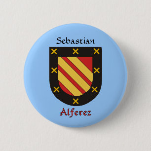 Personalised Alferez Historical Shield 6 Cm Round Badge