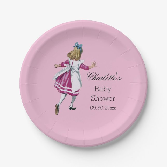 Personalised Alice in Wonderland Baby Shower Paper Plate (Front)