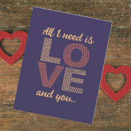Personalised All I need is love Cute Valentines Holiday Card