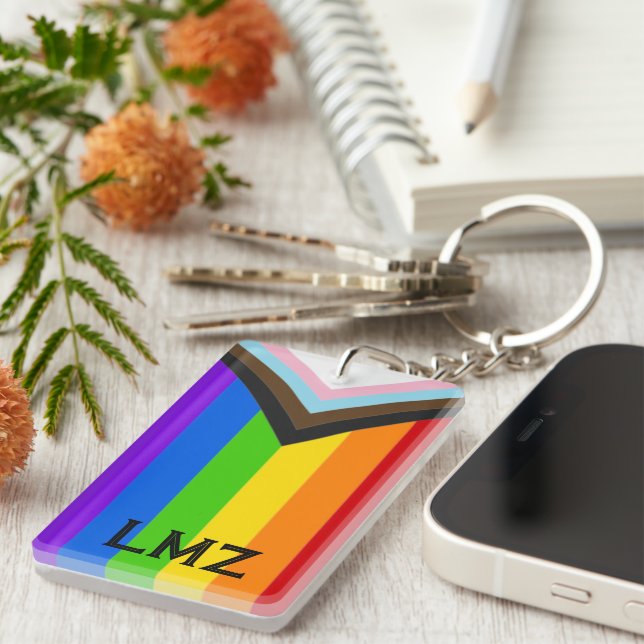 Personalised All Inclusive Pride Flag Keychain (Front Right)