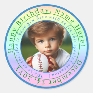 Personalised All-Occasion Photo Colourful Rainbow  Classic Round Sticker