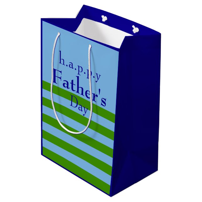Personalised All-Occasion Spring Green and Blue Medium Gift Bag (Back Angled)