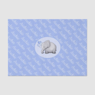 Personalised All-Over Name Cute Elephant Nursery Tissue Paper