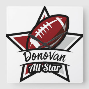 Personalised All Star Football Square Wall Clock