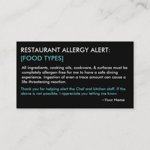Personalised Allergy Restaurant & ICE Card - HP