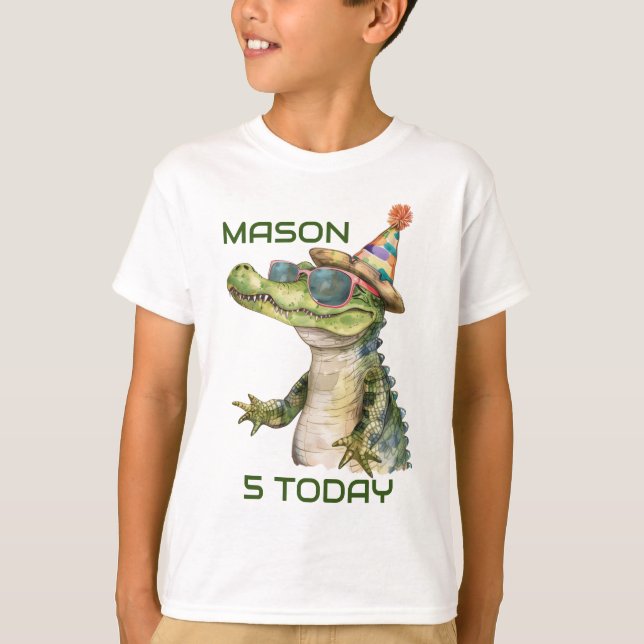 Personalised Alligator Birthday T-shirt Wild Party (Front)