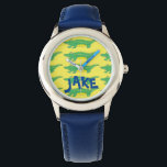 Personalised Alligator Gator Crocodile Croc Watch<br><div class="desc">Watch features an original marker illustration of a green and yellow gator. Simply personalise with the recipient's name!</div>